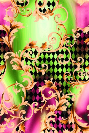 黑白菱格印花华亿平台图片