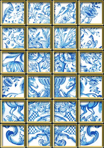 295151-金属方格欧式富贵花卉马图2