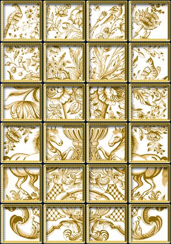 295152-金属方格欧式富贵花卉马图2