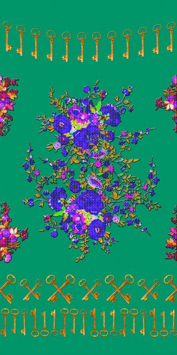 303430-钥匙花卉民族风