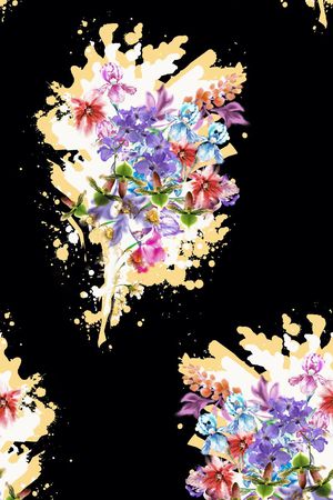 手绘水彩花卉印花华亿平台图片