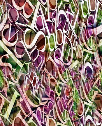 303835-休闲假日英文字母抽象随意印花