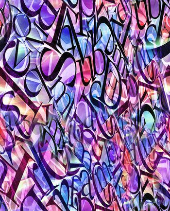 303837-休闲假日英文字母抽象随意印花