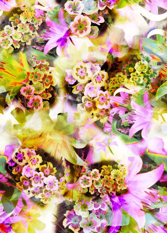 多彩花卉印花华亿平台图片