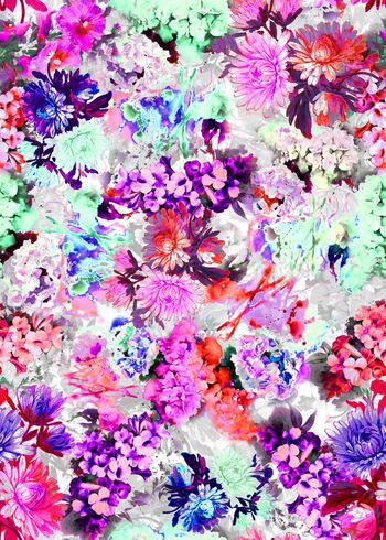 304364-抽象水彩破碎花卉花朵组合