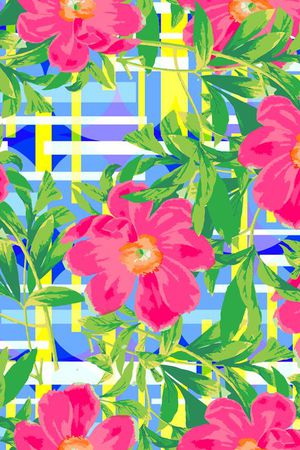 手绘水彩花卉印花华亿平台图片