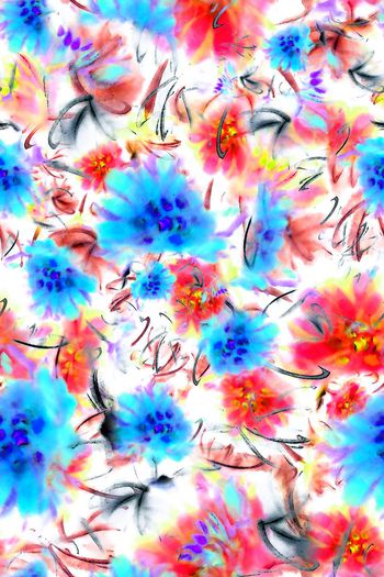 304853-多彩水彩手绘花卉花朵组合