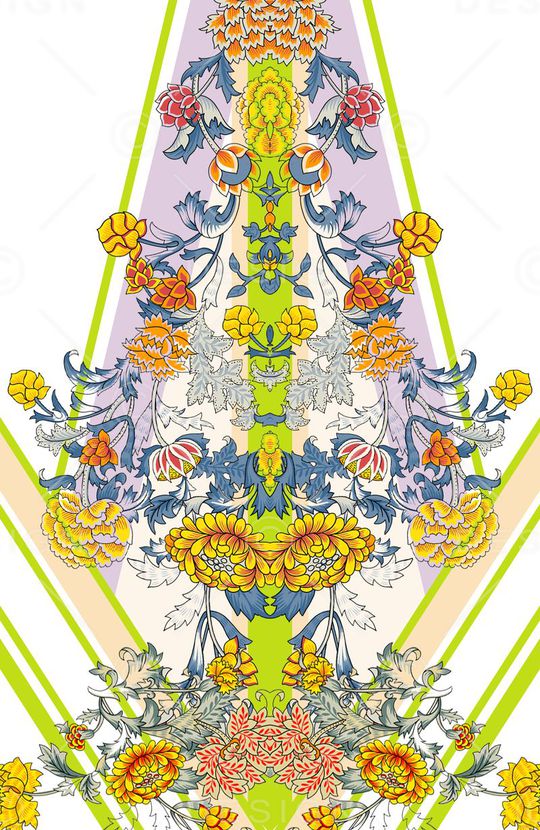 手绘水彩花卉印花华亿平台图片