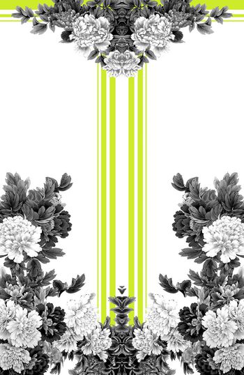 304873-WT279对称定位清新花卉条子印花