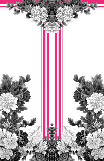 304874-对称定位清新花卉条子印花华亿平台