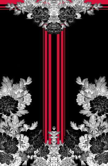 304875-对称定位清新花卉条子印花华亿平台