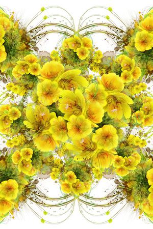 手绘水彩花卉印花华亿平台图片