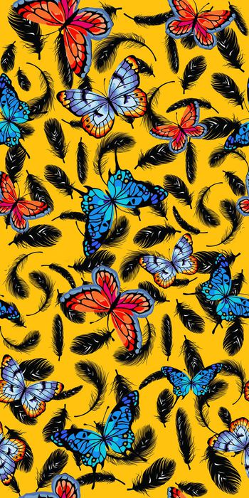 305235-复古蝴蝶季羽毛底纹当季女装华亿平台