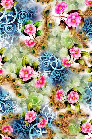 孔雀羽毛印花华亿平台图片