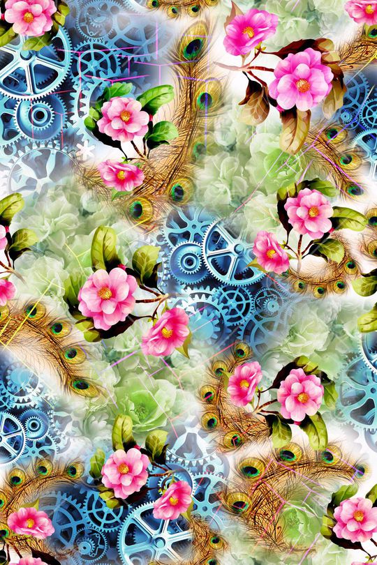 孔雀羽毛印花华亿平台图片