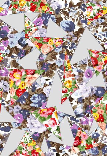 305499-田园几何花卉组合休闲清雅印花