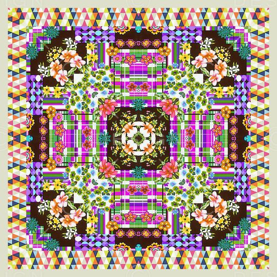 几何格纹印花华亿平台图片