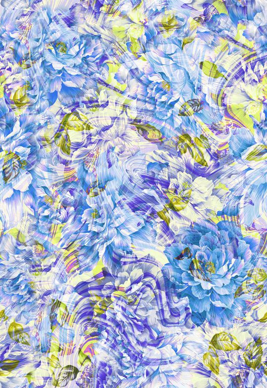 手绘水彩花灰印花华亿平台图片