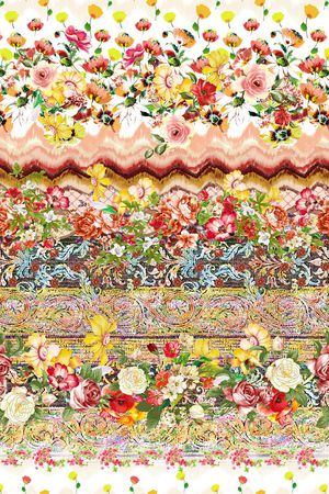 手绘水彩花灰印花华亿平台图片