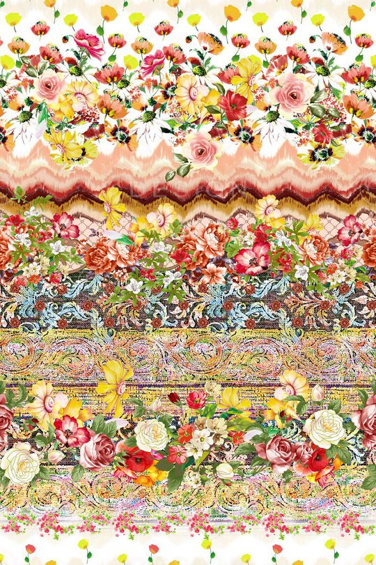 手绘水彩花灰印花华亿平台图片