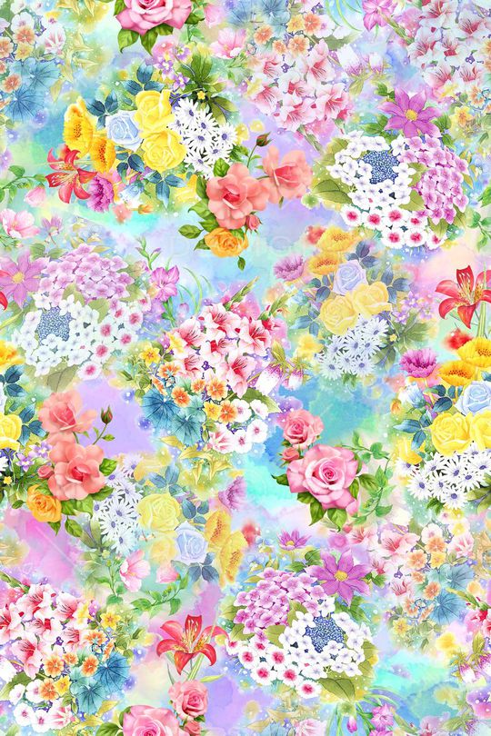 水彩花卉印花华亿平台图片