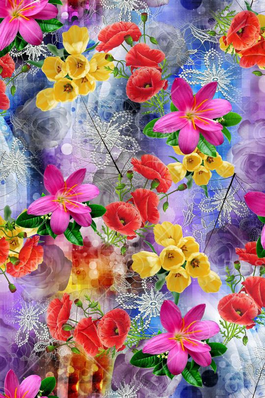 摄影写实花卉印花华亿平台图片