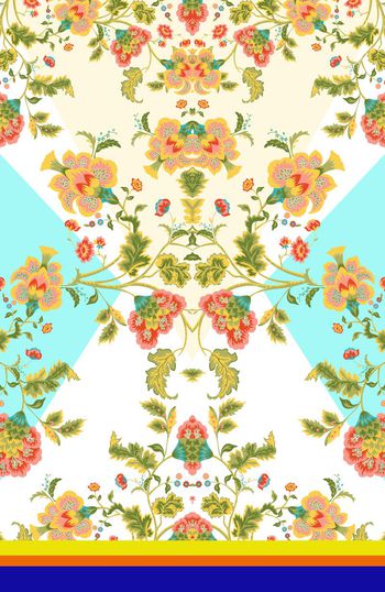 305639-WT287定位对称民族风花卉图案几