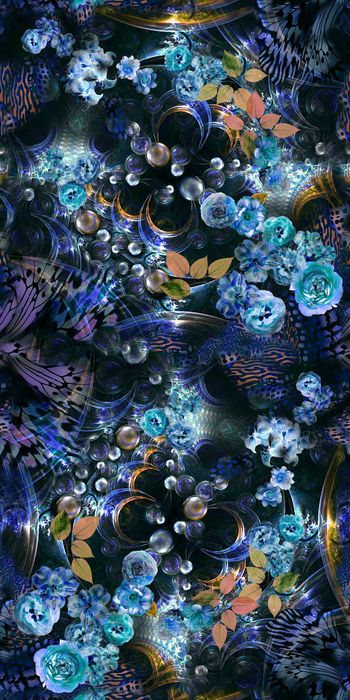 305711-HT蝴蝶斑马纹花卉金色1