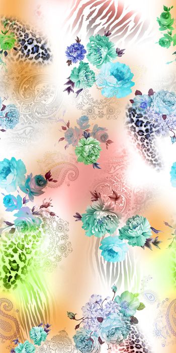 305782-定位花卉花朵豹纹动物纹佩斯利组合