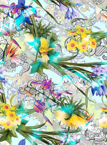 306019-多彩花卉花朵佩斯利组合