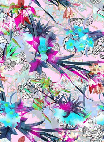 306020-多彩花卉花朵佩斯利组合