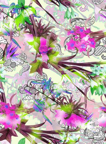 306021-多彩花卉花朵佩斯利组合