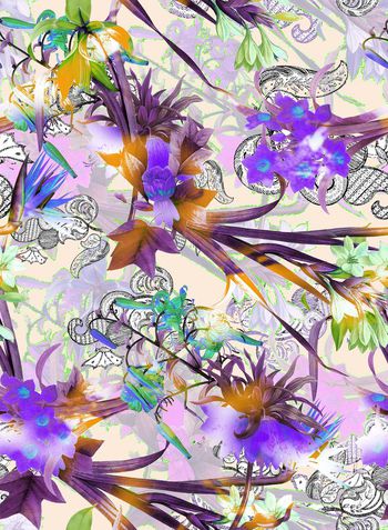 306022-多彩花卉花朵佩斯利组合