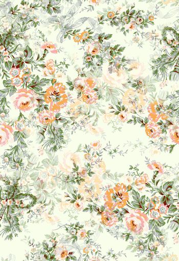 306038-唯美怀旧清新清淡优雅花卉印花