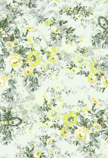 306039-唯美怀旧清新清淡优雅花卉印花