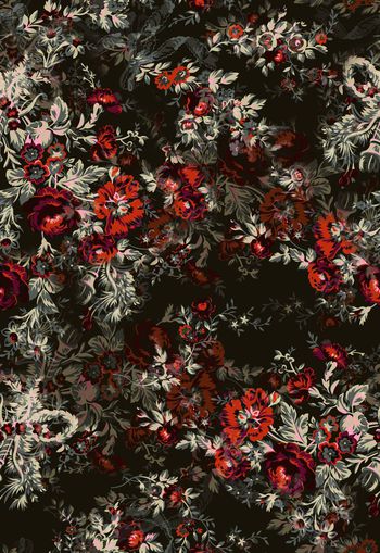 306040-唯美怀旧清新清淡优雅花卉印花