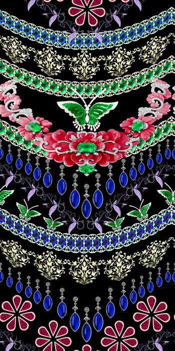 306060-复古宫廷风高端珠宝宝石花卉