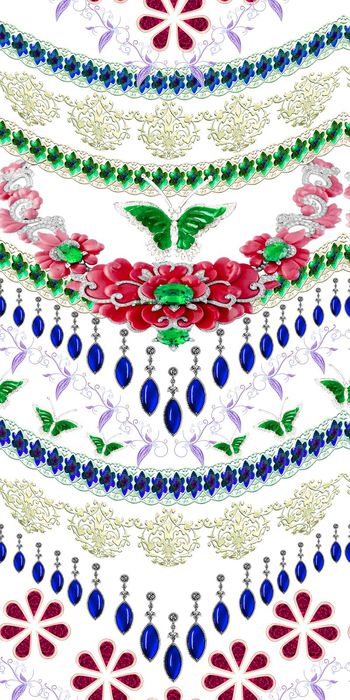 306061-复古宫廷风高端珠宝宝石花卉