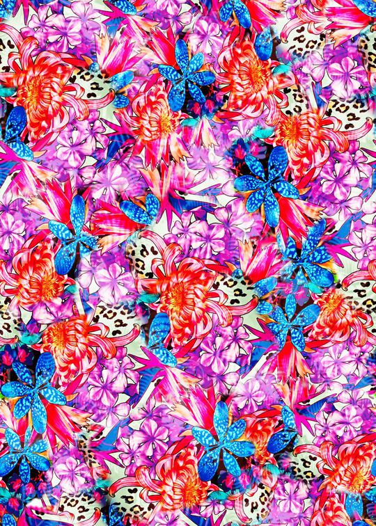 手绘水彩花卉印花华亿平台图片