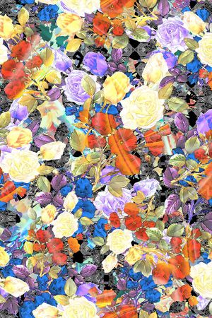 手绘水彩花卉印花华亿平台图片