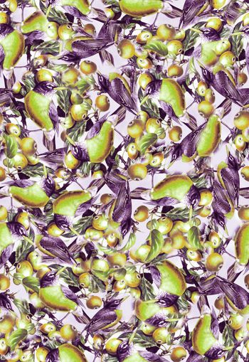 306442-神秘花鸟麻雀小鸟森林休闲印花