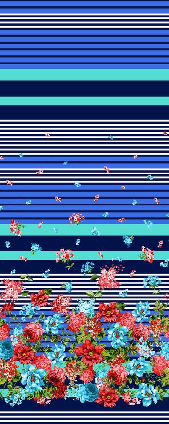 306495-单边定位条纹花卉