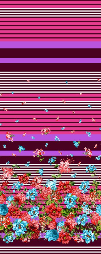 306496-单边定位条纹花卉