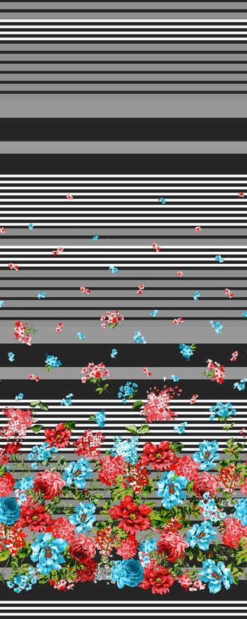 306497-单边定位条纹花卉