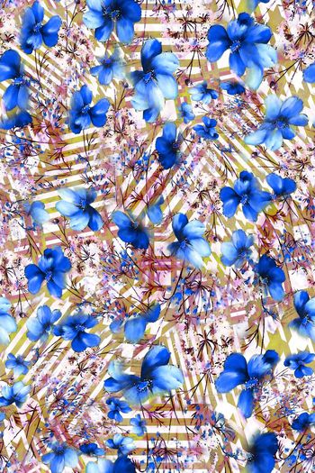 306507-多彩格纹花卉花朵组合