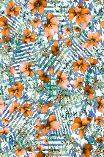 306508-多彩格纹花卉花朵组合