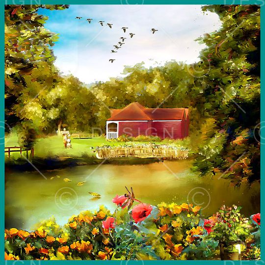 油画风景印花华亿平台图片