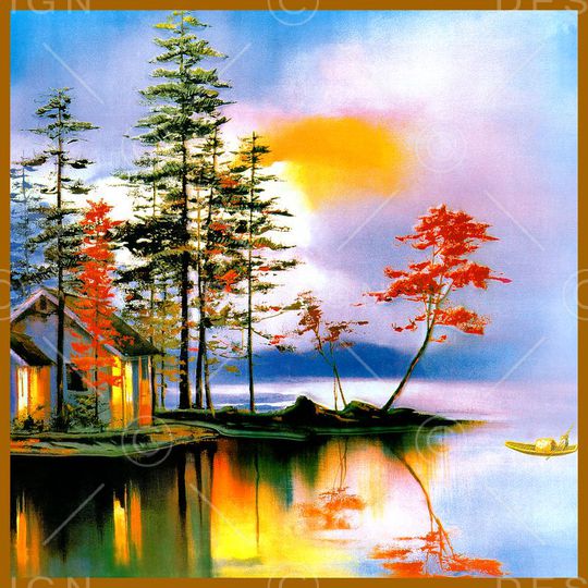 油画风景印花华亿平台图片