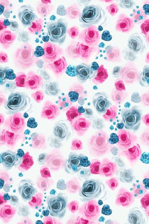 手绘水彩花卉印花华亿平台图片