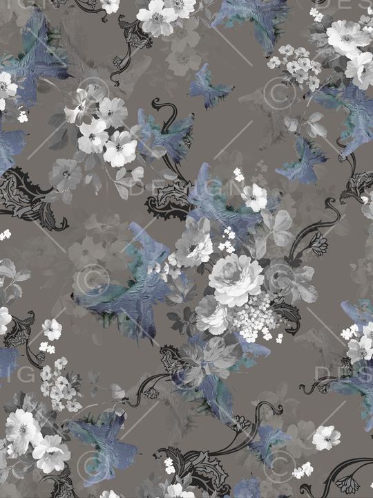 手绘水彩花卉印花华亿平台图片